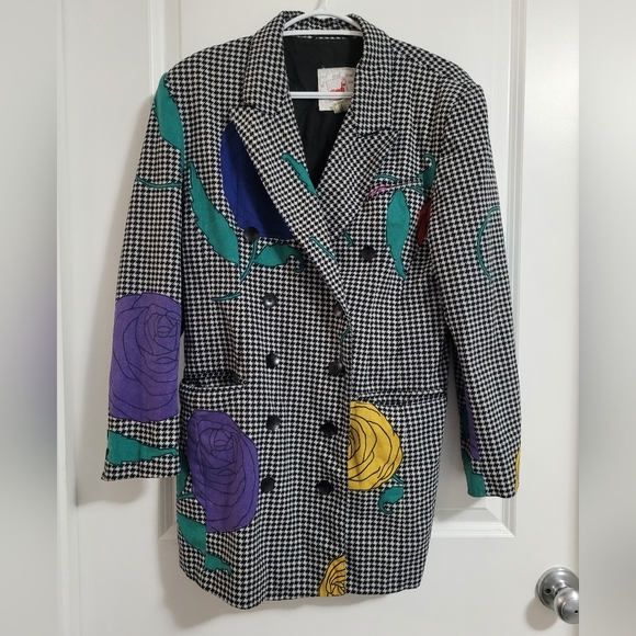 Mondi Vintage blazer with flower design size large 87% cotton 13% linen - Picture 1 of 10